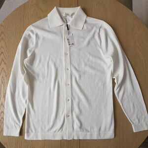 SuitSupply Off-White Long Sleeve Polo Cardigan